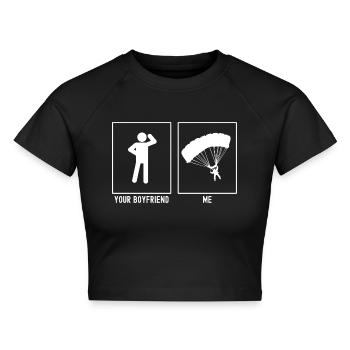 Dein Freund - Ich - Gleitschirmfliegen Diagonale - Cropped Frauen Organic T-Shirt - Schwarz - Vorne - AI Model Female 172 light (172cm)
