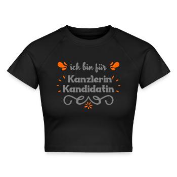Politik-Spruch - Cropped Frauen Organic T-Shirt - Schwarz - Vorne - AI Model Female 172 light (172cm)
