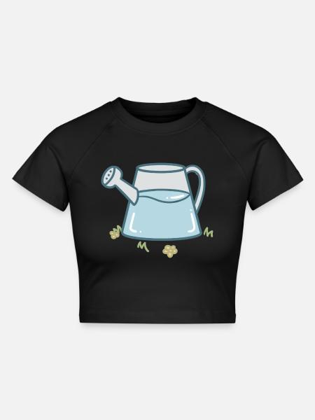Süße Gießkanne - Cropped Frauen Organic T-Shirt - Schwarz