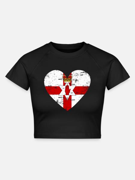 Nordirland Flaggenherz - Cropped Frauen Organic T-Shirt - Schwarz
