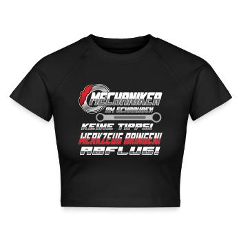 Mechaniker Mechatroniker Landmaschinen Werkstatt - Cropped Frauen Organic T-Shirt - Schwarz - Vorne - AI Model Female 172 light (172cm)
