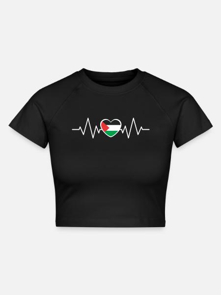 Palestine Pulse - Cropped Frauen Organic T-Shirt - Schwarz