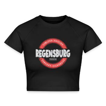 Regensburg Deutschland Stadt Skyline Heimat Liebe - Cropped Frauen Organic T-Shirt - Schwarz - Vorne - AI Model Female 172 light (172cm)