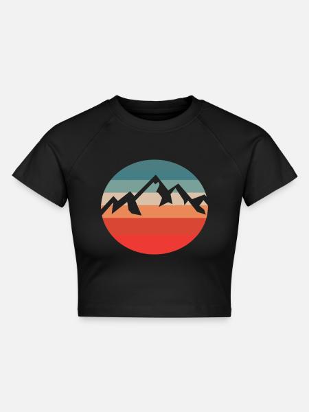 Berg Berge - Cropped Frauen Organic T-Shirt - Schwarz