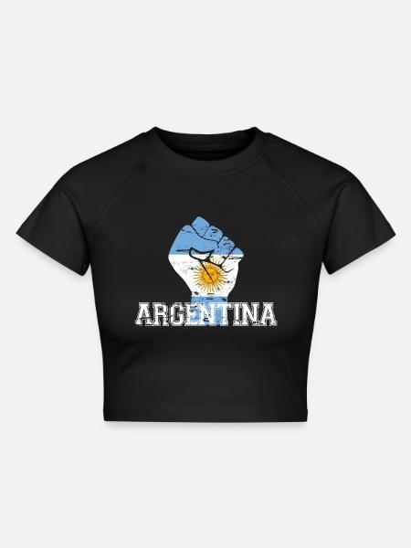 Argentina Fist - Cropped Frauen Organic T-Shirt - Schwarz