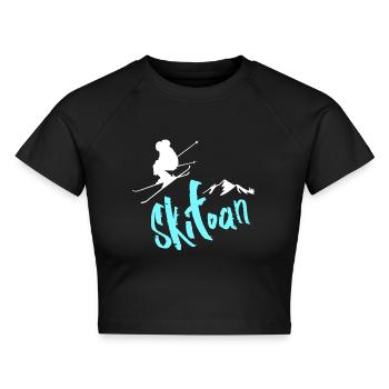 skifahren skifoan - Cropped Frauen Organic T-Shirt - Schwarz - Vorne - AI Model Female 172 light (172cm)