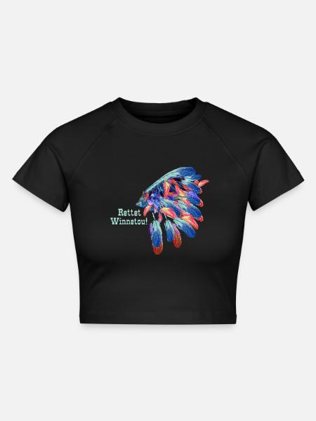 rettet winnetou,winnetou,indianer,häuptling - Cropped Frauen Organic T-Shirt - Schwarz