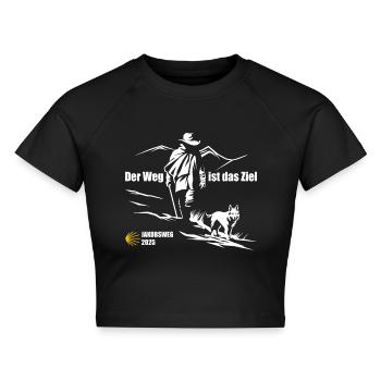 Der Weg ist das Ziel - Camino 2025 - Jakobsweg - Cropped Frauen Organic T-Shirt - Schwarz - Vorne - AI Model Female 172 light (172cm)