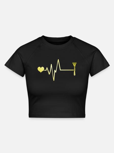 Rasierklinge Puls Herz Liebe - Cropped Frauen Organic T-Shirt - Schwarz