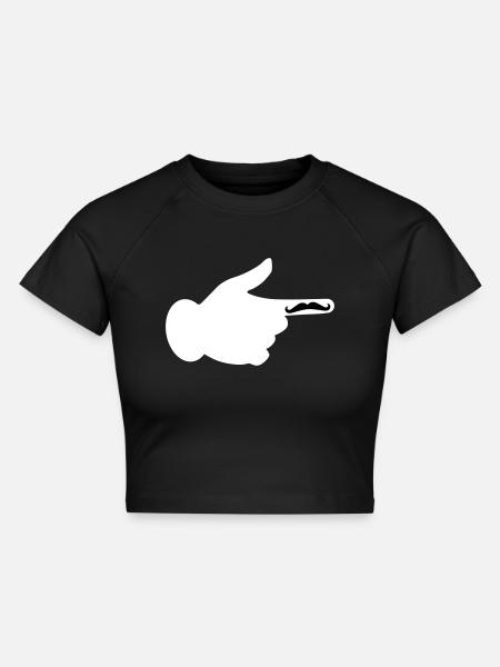 Moustache Finger - Cropped Frauen Organic T-Shirt - Schwarz