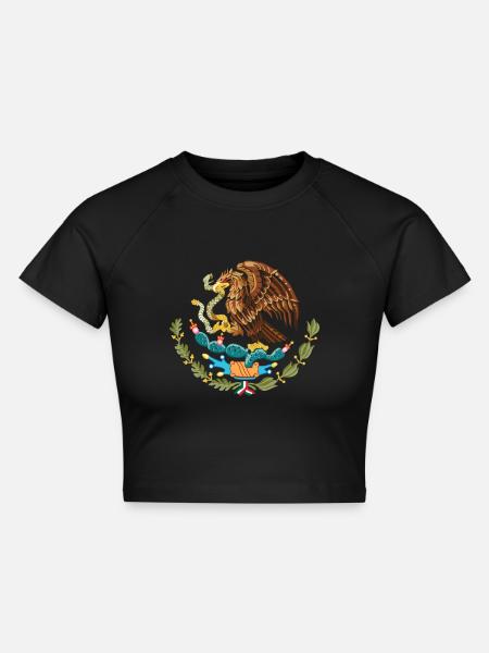 Mexiko Adler - Cropped Frauen Organic T-Shirt - Schwarz
