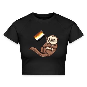 Seeotter Gay Bear Pride - Cropped Frauen Organic T-Shirt - Schwarz - Vorne - AI Model Female 172 light (172cm)