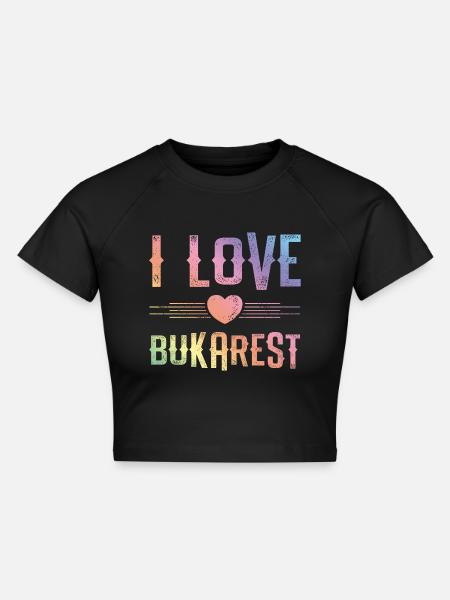 I Love Bukarest - Cropped Frauen Organic T-Shirt - Schwarz