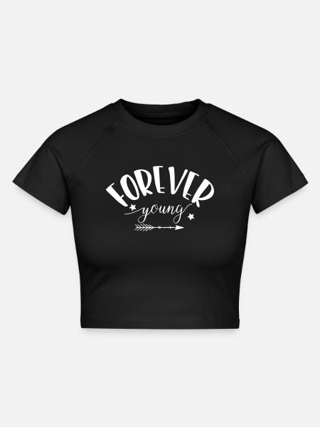 forever_young - Cropped Frauen Organic T-Shirt - Schwarz