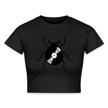 vinyl platte musik party dj disko club auflegen ma - Cropped Frauen Organic T-Shirt - Schwarz - Vorne - AI Model Female 172 light (172cm)