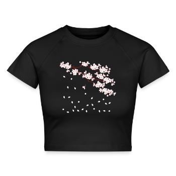 Sakura - Cropped Frauen Organic T-Shirt - Schwarz - Vorne - AI Model Female 172 light (172cm)
