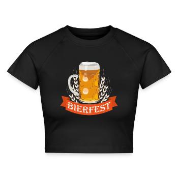 Bierfest Bierkrug - Cropped Frauen Organic T-Shirt - Schwarz - Vorne - AI Model Female 172 light (172cm)