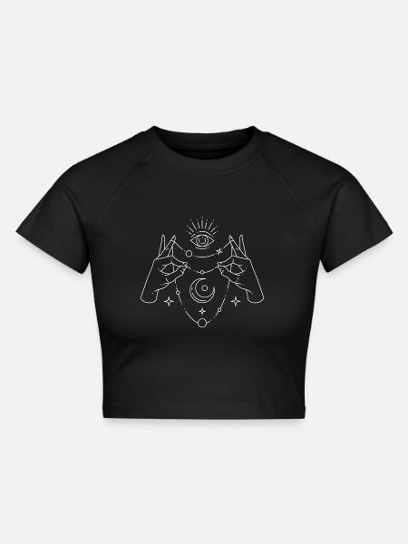 Sunny Moon - Cropped Frauen Organic T-Shirt - Schwarz