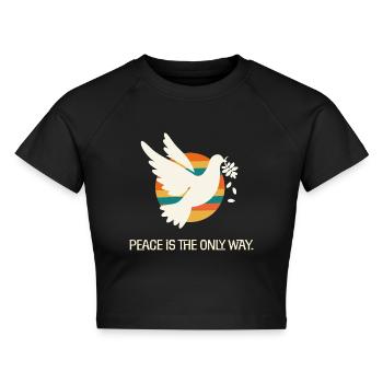 Friedenstaube Statement gegen Krieg - Cropped Frauen Organic T-Shirt - Schwarz - Vorne - AI Model Female 172 light (172cm)