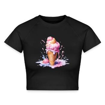 eis - Cropped Frauen Organic T-Shirt - Schwarz - Vorne - AI Model Female 172 light (172cm)