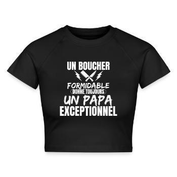 GEWALTIGER BRUCHER - Cropped Frauen Organic T-Shirt - Schwarz - Vorne - AI Model Female 172 light (172cm)