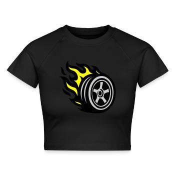 Reifen Flamme - Cropped Frauen Organic T-Shirt - Schwarz - Vorne - AI Model Female 172 light (172cm)