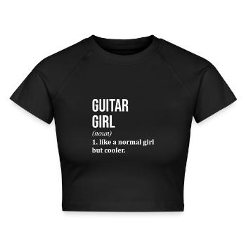 Gitarre Gitarre Gitarre - Cropped Frauen Organic T-Shirt - Schwarz - Vorne - AI Model Female 172 light (172cm)