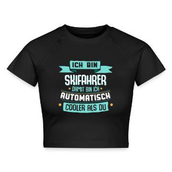 Ich bin Skifahrer, damit bin ich cooler als du. - Cropped Frauen Organic T-Shirt - Schwarz - Vorne - AI Model Female 172 light (172cm)