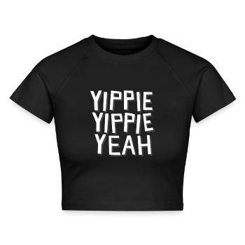 Yippie Yippie Yeah - Die 2000er-Party - Cropped Frauen Organic T-Shirt - Schwarz - Vorne - AI Model Female 172 light (172cm)
