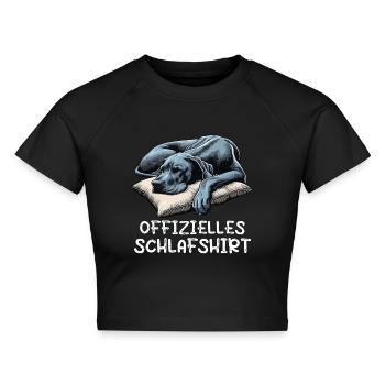 Offizielles Schlafshirt Deutsche Dogge Doggen - Cropped Frauen Organic T-Shirt - Schwarz - Vorne - AI Model Female 172 light (172cm)