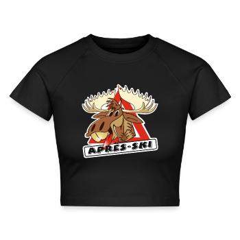Elch Apres Ski - Cropped Frauen Organic T-Shirt - Schwarz - Vorne - AI Model Female 172 light (172cm)