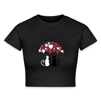 AD Lovely cats II - Cropped Frauen Organic T-Shirt - Schwarz - Vorne - AI Model Female 172 light (172cm)