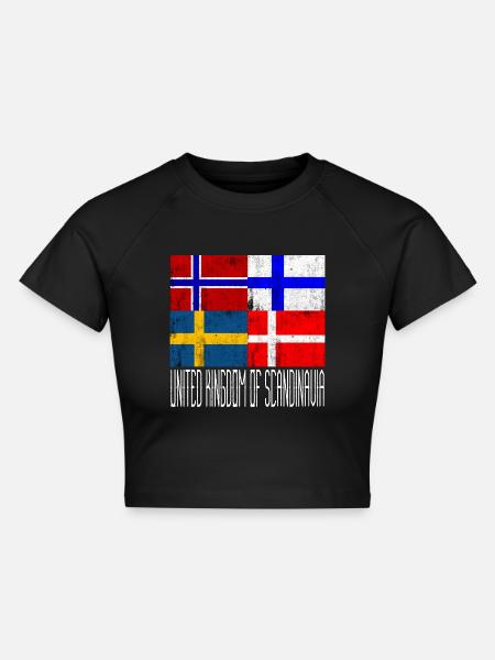 Scandinavia United - Cropped Frauen Organic T-Shirt - Schwarz