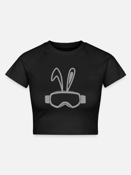 Skihase - Cropped Frauen Organic T-Shirt - Schwarz
