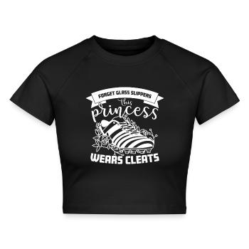 Fussball Fußball Frau Frauenfußball Prinzessin - Cropped Frauen Organic T-Shirt - Schwarz - Vorne - AI Model Female 172 light (172cm)