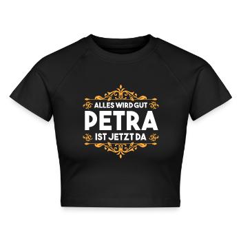 Name Petra - Cropped Frauen Organic T-Shirt - Schwarz - Vorne - AI Model Female 172 light (172cm)