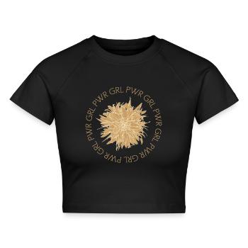 Frauentag - Cropped Frauen Organic T-Shirt - Schwarz - Vorne - AI Model Female 172 light (172cm)