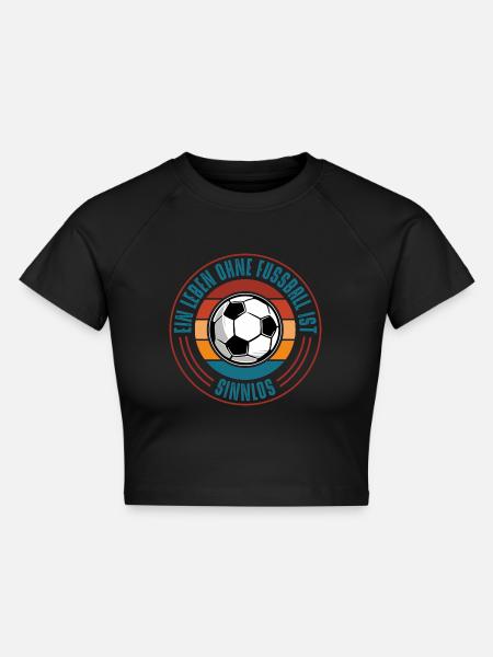 Fussball - Cropped Frauen Organic T-Shirt - Schwarz
