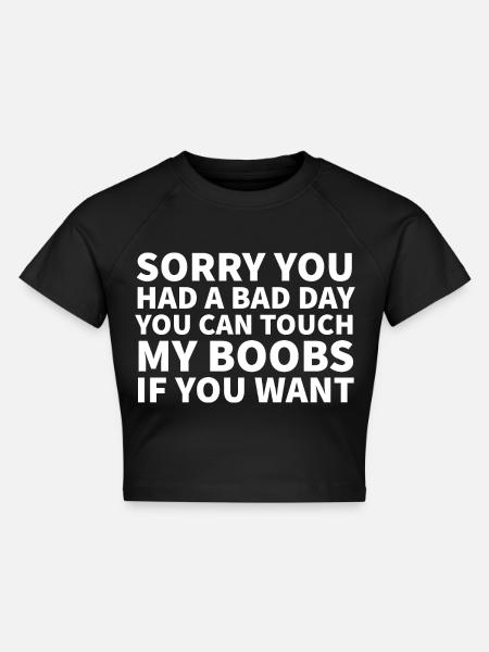 touch my boobs - Cropped Frauen Organic T-Shirt - Schwarz