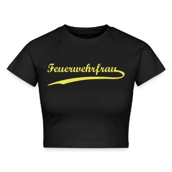 feuerwehrfrau - Cropped Frauen Organic T-Shirt - Schwarz - Vorne - AI Model Female 172 light (172cm)