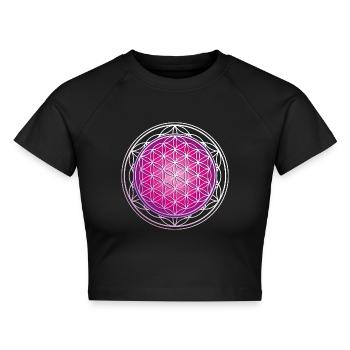 Blume des Lebens - Cropped Frauen Organic T-Shirt - Schwarz - Vorne - AI Model Female 172 light (172cm)