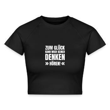 Kopfkino Genervt Provokant Beleidigen Ausrasten - Cropped Frauen Organic T-Shirt - Schwarz - Vorne - AI Model Female 172 light (172cm)