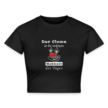 Der Clown Ist Die Wichtigste Mahlzeit Des Tages - Cropped Frauen Organic T-Shirt - Schwarz - Vorne - AI Model Female 172 light (172cm)
