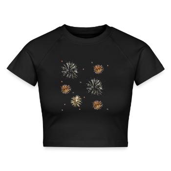 Feuerwerk - Cropped Frauen Organic T-Shirt - Schwarz - Vorne - AI Model Female 172 light (172cm)
