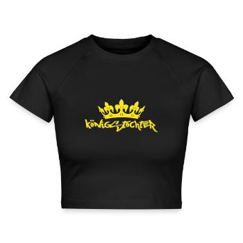 Königstochter m. Krone über der stylischen Schrift - Cropped Frauen Organic T-Shirt - Schwarz - Vorne - AI Model Female 172 light (172cm)