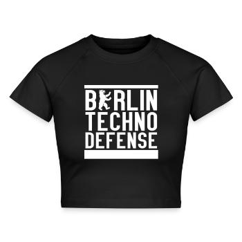 Berlin Techno Defense - Cropped Frauen Organic T-Shirt - Schwarz - Vorne - AI Model Female 172 light (172cm)