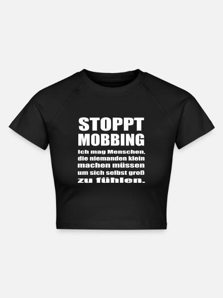 Gegen Mobbing - Cropped Frauen Organic T-Shirt - Schwarz