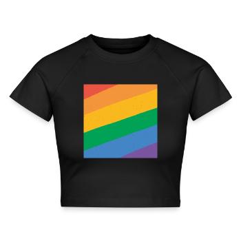 LGBT Regenbogenfahne - Cropped Frauen Organic T-Shirt - Schwarz - Vorne - AI Model Female 172 light (172cm)