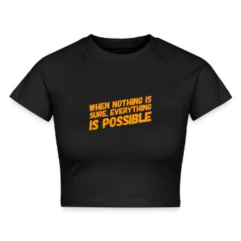 ich bin ein Optimist - Cropped Frauen Organic T-Shirt - Schwarz - Vorne - AI Model Female 172 light (172cm)