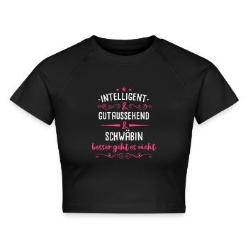 Schwaben Schwabe Schwaben Oberschwaben - Cropped Frauen Organic T-Shirt - Schwarz - Vorne - AI Model Female 172 light (172cm)